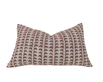 Block print linen pillow cover, camel and black color natural linen pillow cover .20x20” 12x20”14x20”