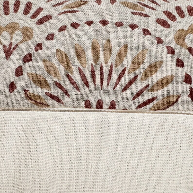 Rusty Pilo Block Block Print Linen Pillow, Rusty / Camel Color Lumbar Pillow Cover.12x20 ...