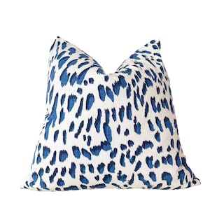 Blue and white leopards pillow cover.double sides same