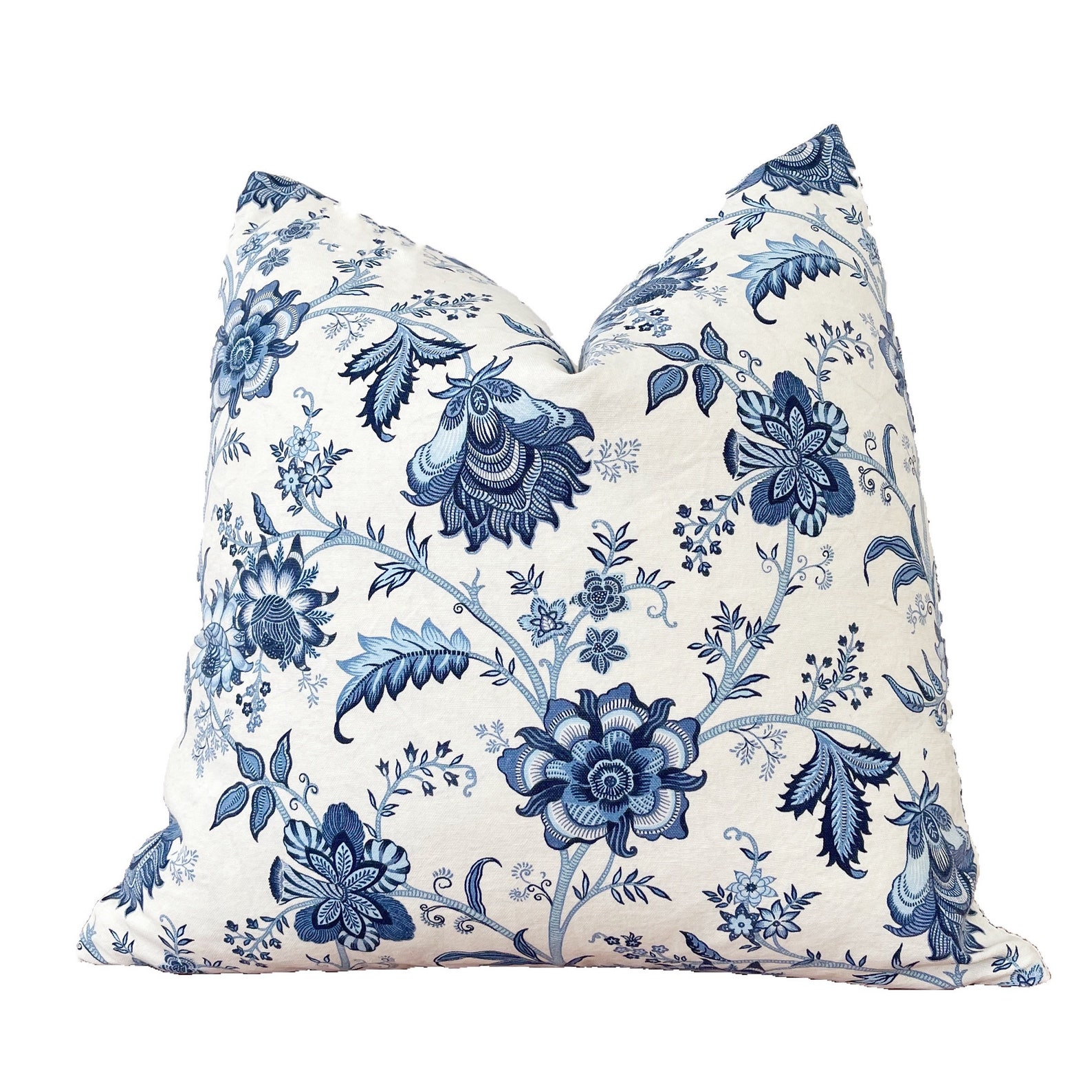 Blue and White Floral Pillow Cover double Sides Same Pillow Etsy