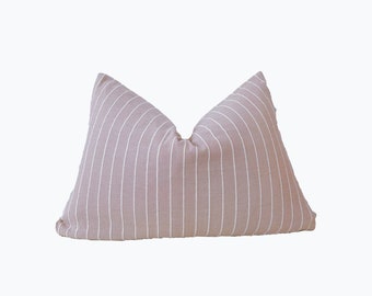pink striped lumber pillow cover. 14x20”
