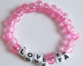 Pink LOVE YA Beaded Bracelet
