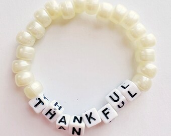 White Thankful Beaded Bracelet
