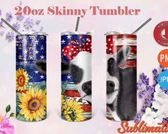 American Cow Tumbler Print / Ready to Press / 20 ounce / 30 ounce/ Skinny