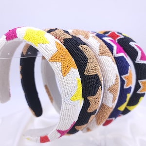 Indian beaded headband, Beaded head band, hair accessories, bead hairband, Padded headband, Indian Handicraft gift for her