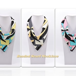 Hand made India Glass Bead Pattern Fashion Scarf Necklace.