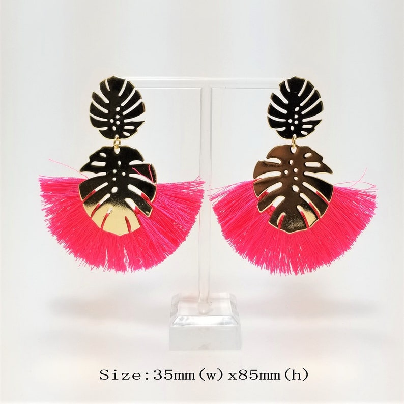 Leaf Metal Earring with Fringes