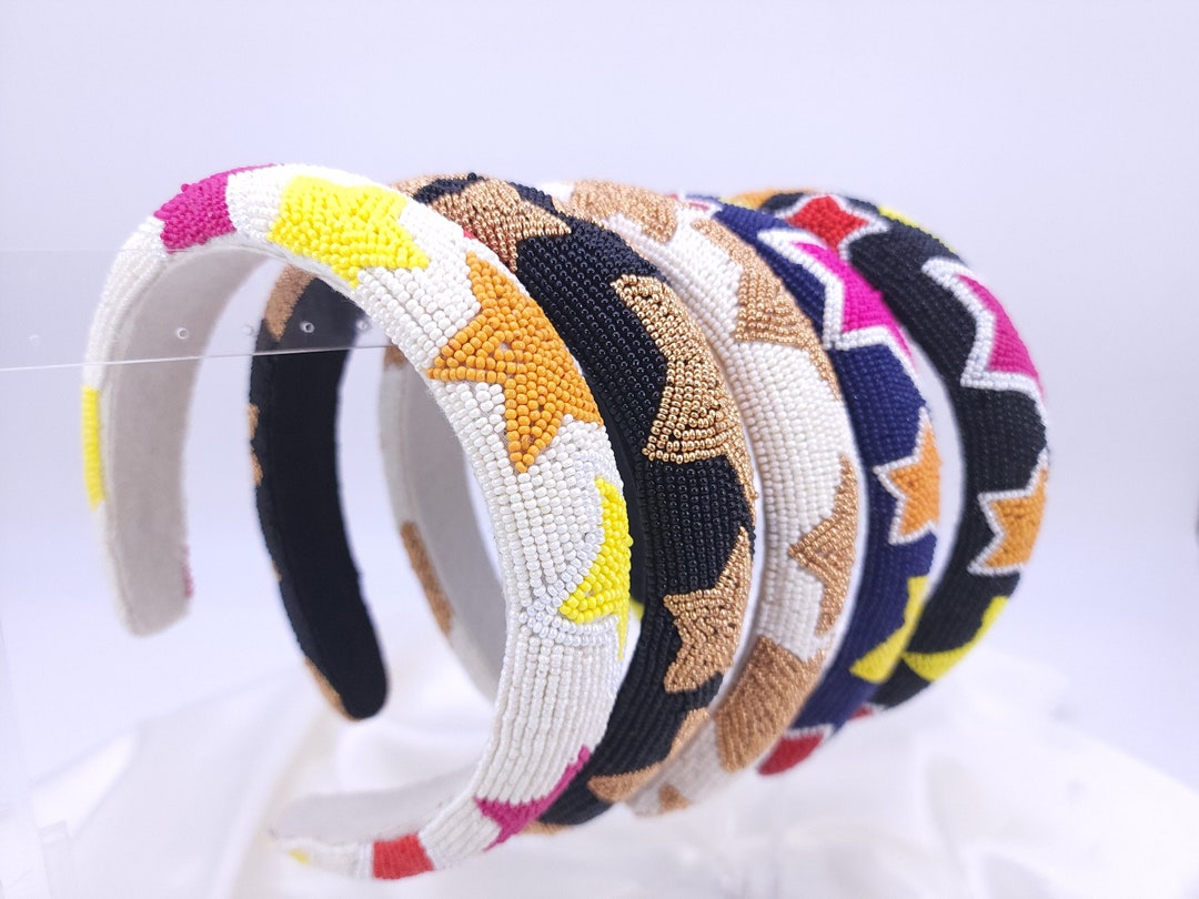 Seed Bead Headband, Beaded Head Band, Hair Accessories, Bead Hairband, Padded Headband, Padded