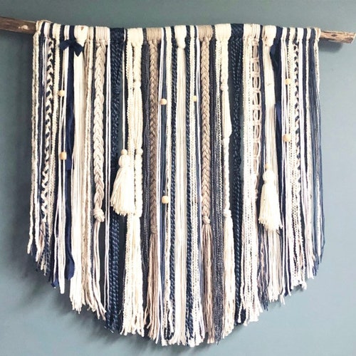 Large Macrame Wall Hanging Overbed Tapestry Woven Trailing Etsy
