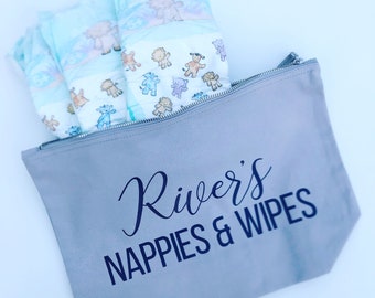 Personalised nappy bag/pouch/holder. New baby gift. Baby shower gift.