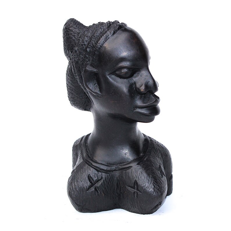 Hand Carved Head Bust Portrait Sculpture African Ebony Dark Etsy