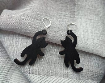 CAT brown Wooden earrings | HANDMADE | earrings | Wood Cat Shaped Earrings Handmade  |  Wooden Earrings