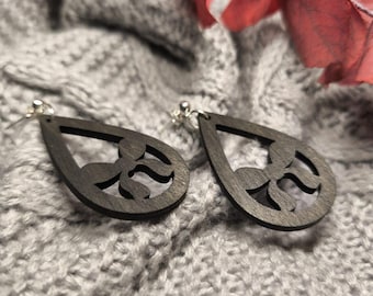 BOWS brown Wooden earrings | HANDMADE | earrings | Wood Shaped Earrings Handmade  |  Wooden Earrings