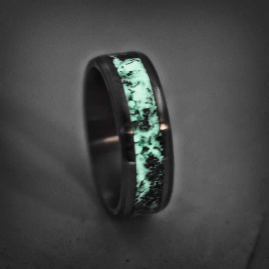 Meteorite Glow Ring Meteorite Wedding Band Men's Etsy