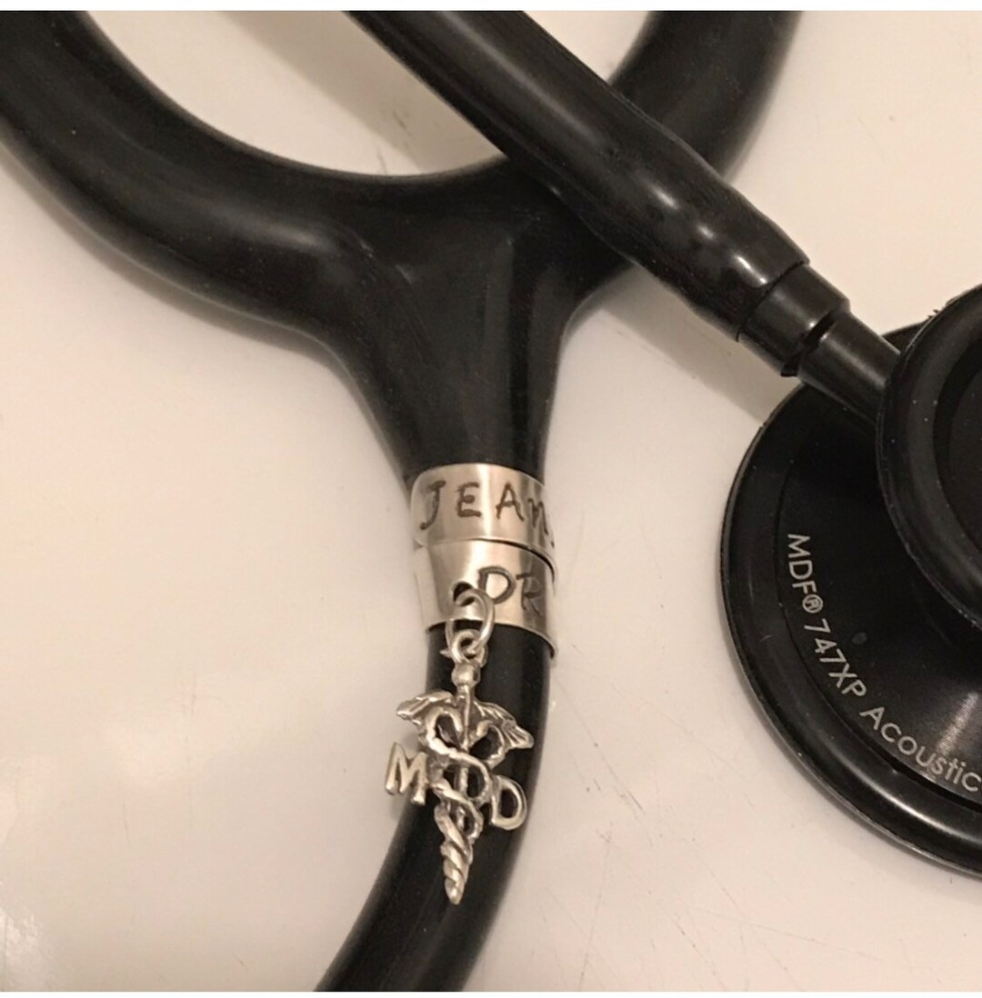 Stethoscope ID Tag, Fine Silver, Sterling Silver, Hand Stamped