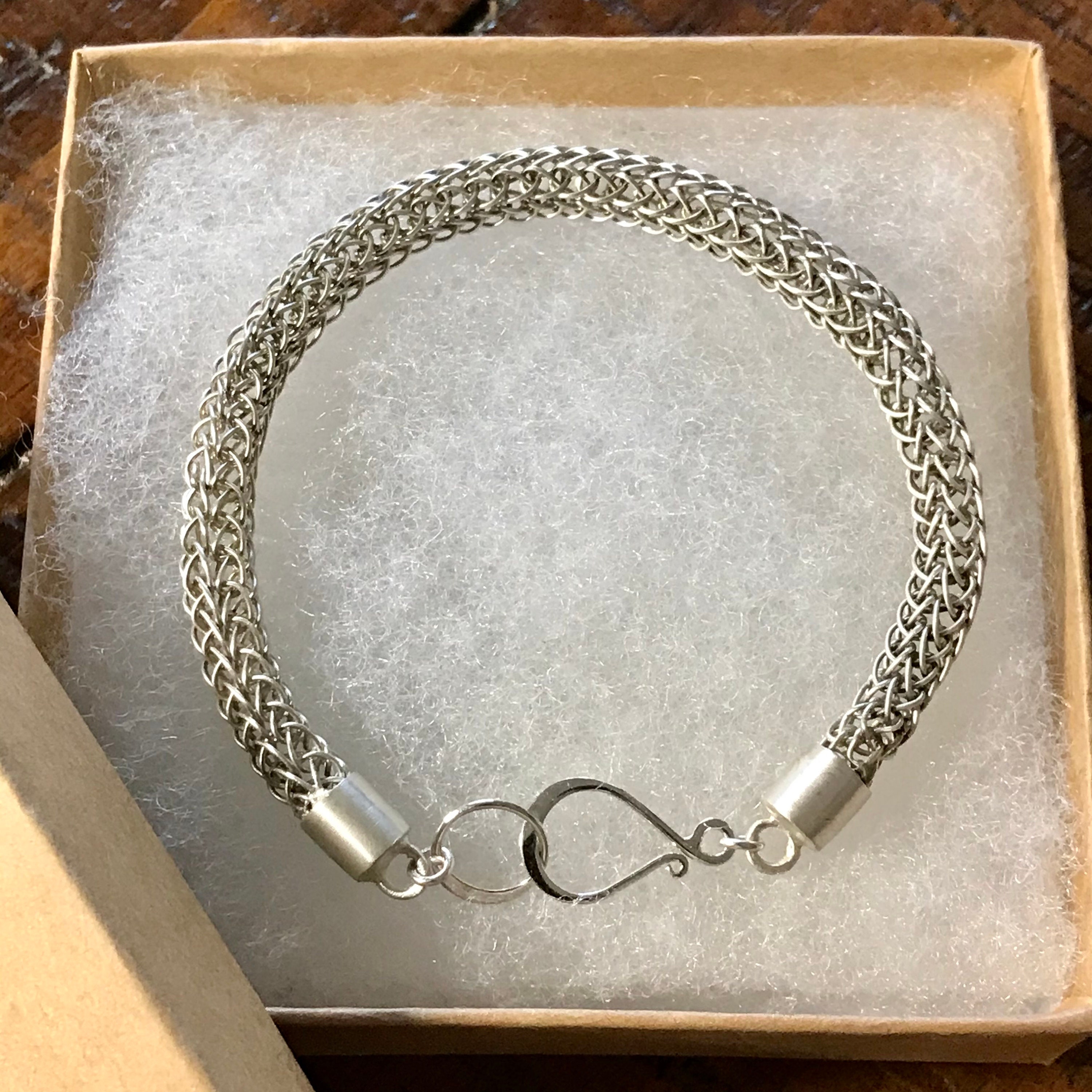 Sterling Silver Viking Knit Bracelet Women's Hand woven Handmade