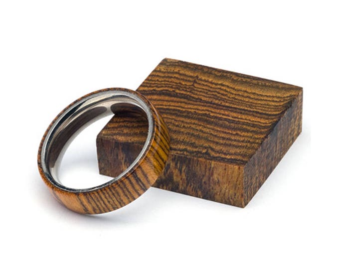 Exotic Bocote wood and Stainless Steel Core ring