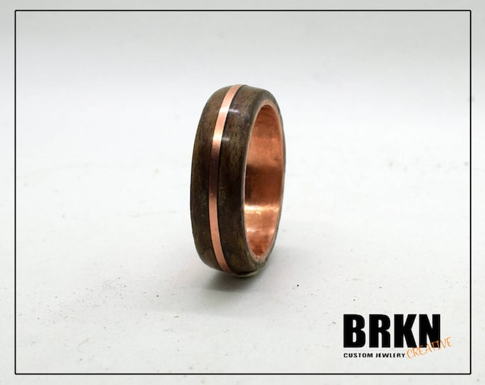 Walnut and Copper Core ring with Copper Inlay, Classic Wood Ring, Wood Ring for Men, Wood Ring for Women, Copper Ring, Wedding Band