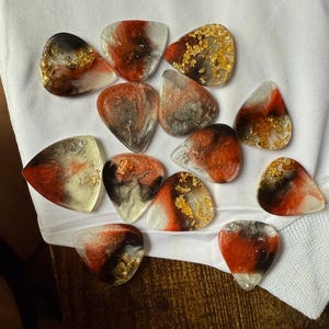 Rose gold black and white guitar picks