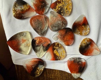 Rose gold black and white guitar picks