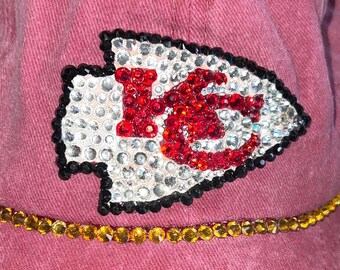 Kansas City rhinestone washed red hat