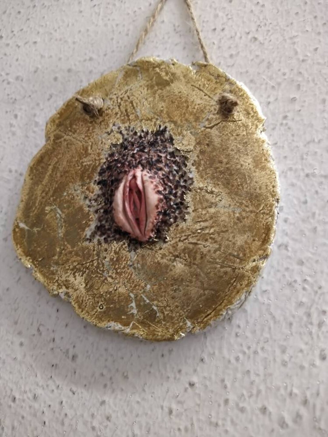 Golden Hairy Vulva Wall Plaque Etsy