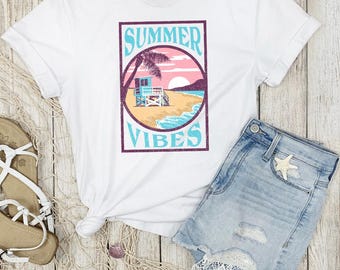 T-shirt de plage Summer Vibes - T-shirt côtier à graphismes