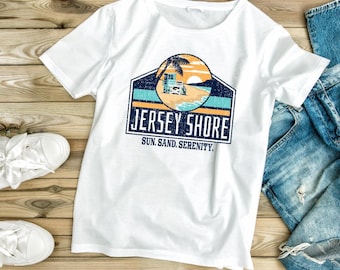 T-shirt de plage Jersey Shore - Soleil, sable, sérénité T-shirt graphique