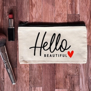 Personalized Canvas Makeup Pouch – 8.3” x 4.7” | Custom Design Options | Travel Cosmetic Bag - 2 color