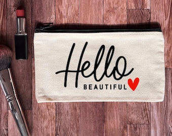 Personalized Canvas Makeup Pouch: Custom Travel Cosmetic Bag