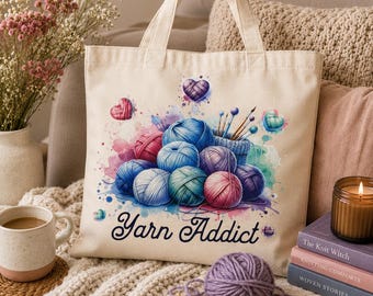 Bolso de lona para amantes del tejido / Bolso para proyectos de punto y ganchillo