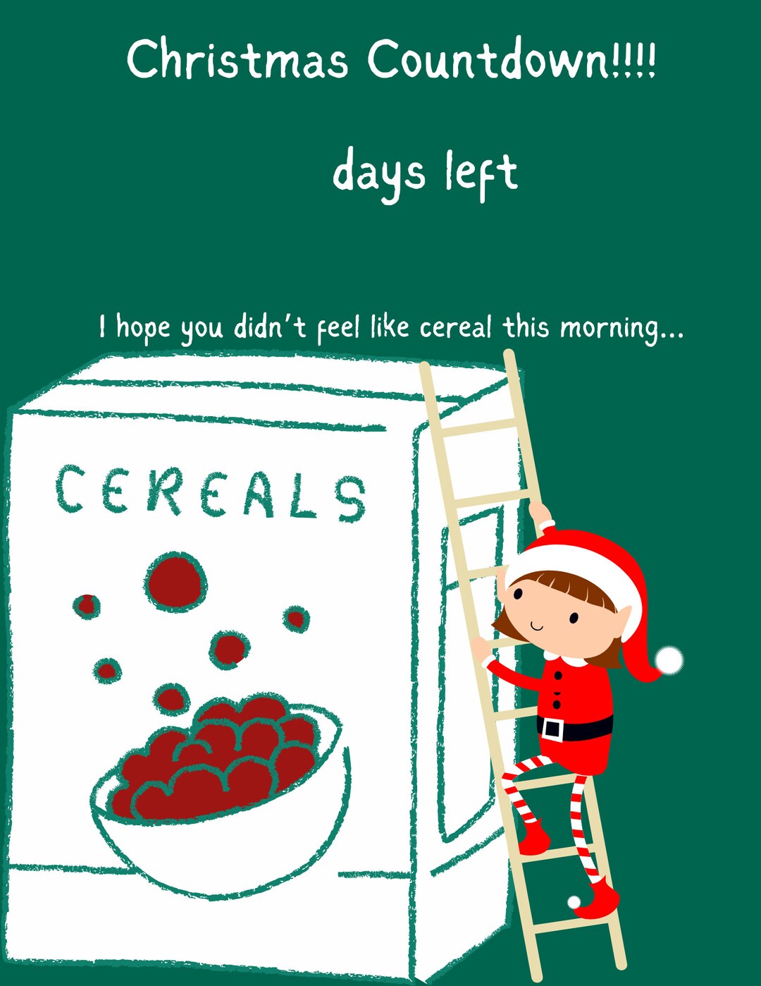 Digital Elf on the Shelf Printable: cereal Countdown to Christmas - Etsy