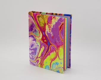 Marbled Journal With Rainbow Pages Handmade Notebook