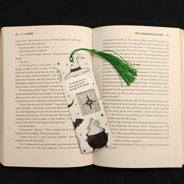 Witch Bookmark Unique Laminated Booklover Gift Handmade Tassel Bookmark Stationery