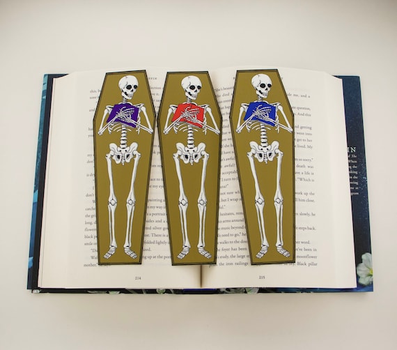 Spooky Skeleton Coffin Bookmark: Halloween Book Lover Gift