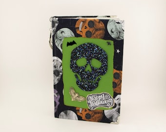 Skull Junk Journal Halloween Art Journal Spooky Handmade Stationery