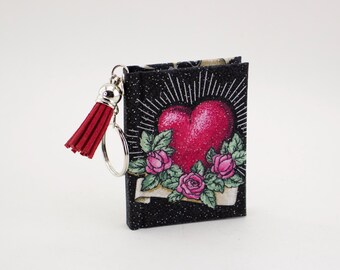 Heart Miniature Book Keychain Bag Charm