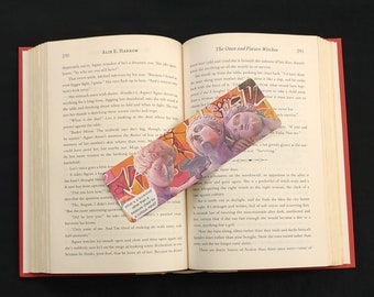 Art Bookmark Statue Bookmark Laminated Bookmark Upcycled Bookmark Booklover Gift Handmade Bookmark Quote Bookmark Stationery