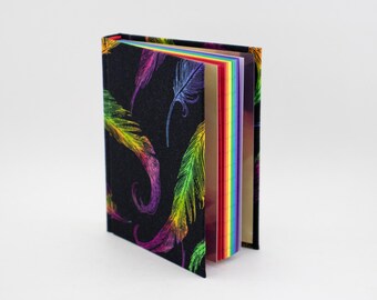 Feather Journal With Rainbow Pages Handmade Notebook