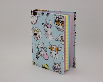 Funny Animals Journal With Rainbow Pages Handmade Notebook
