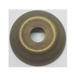 May include: A gold-colored metal ring with a smooth, slightly textured surface. The ring has a circular hole in the center.