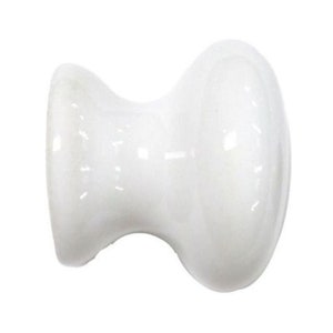 1-1/4" White Porcelain Round Knob (solid top - hidden screw) handle pull drawer desk cabinet door antique vintage old