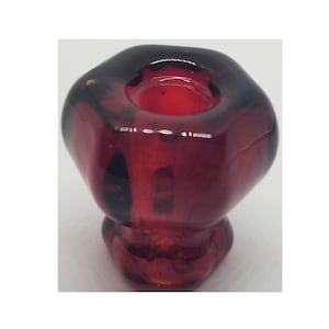 1&quot; RUBY RED HEXAGONAL Glass Knob 1 inch Hexagon antique vintage old retro pan Hoosier cupboard side door drawer cabinet