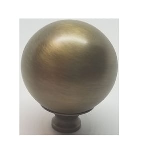 May include: A round, brushed brass cabinet knob with a smooth, spherical top and a small, cylindrical base.