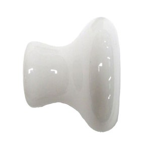 May include: White ceramic cabinet knob with a rounded top and a slightly flared base.
