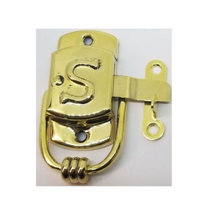 LEFT Hand BRASS Sellers &quot;S&quot; Cabinet Latch door knocker Hoosier antique vintage old