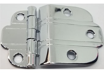 POLISHED NICKEL Chrome 3/8" Offset Mount Art Deco Cabinet Hinge line Modern Contemporary hoosier