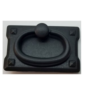 Distressed Black Single Horizontal Mission Style Drawer Pull zinc alloy cast antique patina rustic vintage