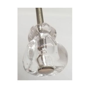 1-1/4&quot; CLEAR HEXAGONAL Glass Knob Hexagon antique vintage old retro pan Hoosier cupboard side door drawer cabinet