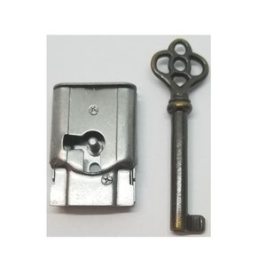Full Mortise Lock Skeleton Key 1-1/2" X 1" right antique vintage old desk drawer cabinet clock small tiny fancy